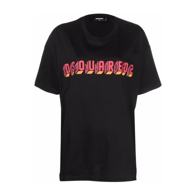 Czarna Mirror Logo T-Shirt Dsquared2