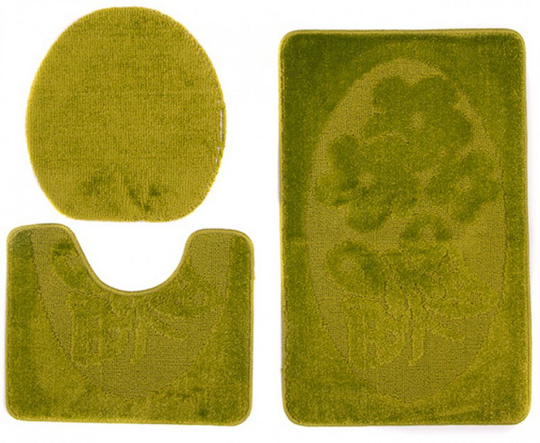 Zielony antypoślizgowy zestaw dywaników do łazienki - Arbut 3X
