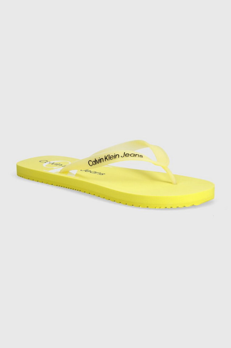 Calvin Klein Jeans japonki BEACH SANDAL MONOGRAM TPU męskie kolor żółty