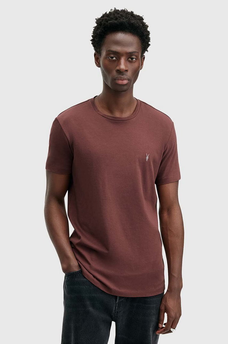 AllSaints t-shirt bawełniany TONIC męski kolor bordowy gładki M028JB