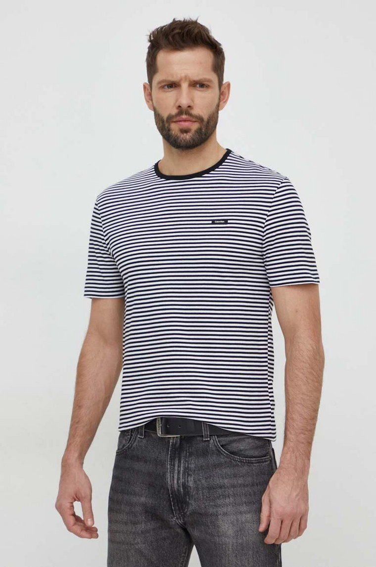 Calvin Klein t-shirt bawełniany męski kolor czarny wzorzysty