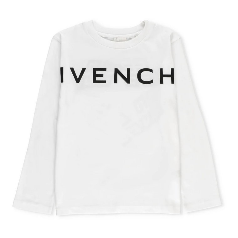 Junior Biała Bawełniana Koszulka z Nadrukiem Logo Givenchy