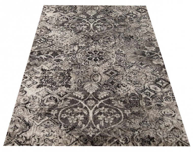 Szary nowoczesny dywan z ornamentem - Aprixo