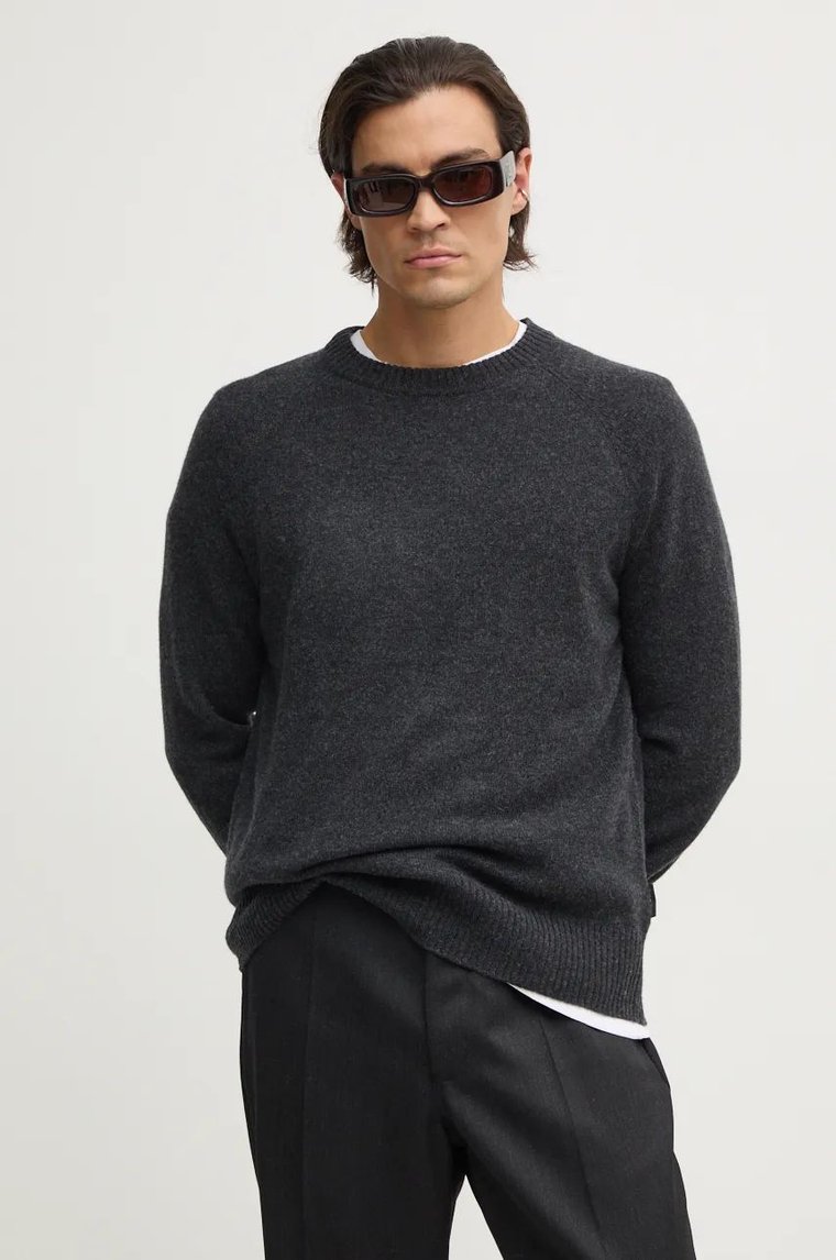 Calvin Klein sweter wełniany męski kolor szary  K10K113388