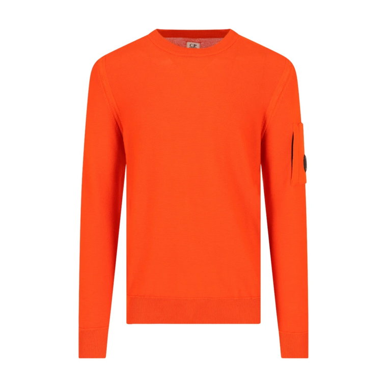 Odważny Pomarańczowy Sweter z Okrągłym Dekoltem C.p. Company