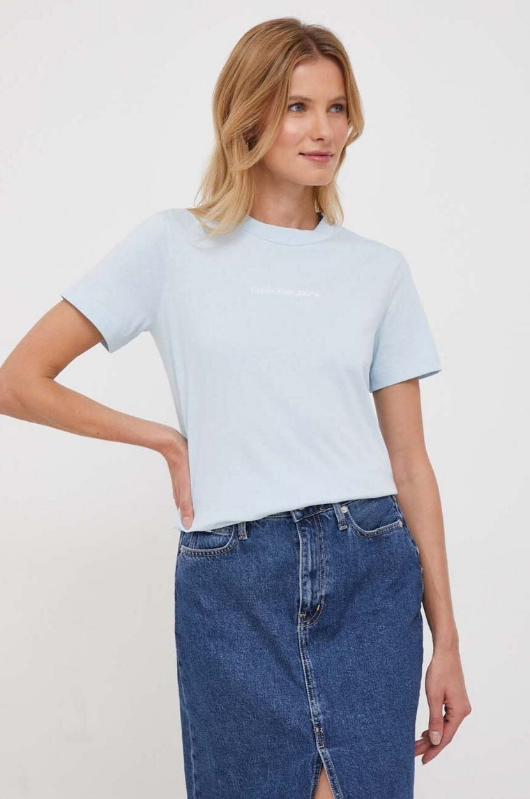 Calvin Klein Jeans t-shirt bawełniany kolor niebieski