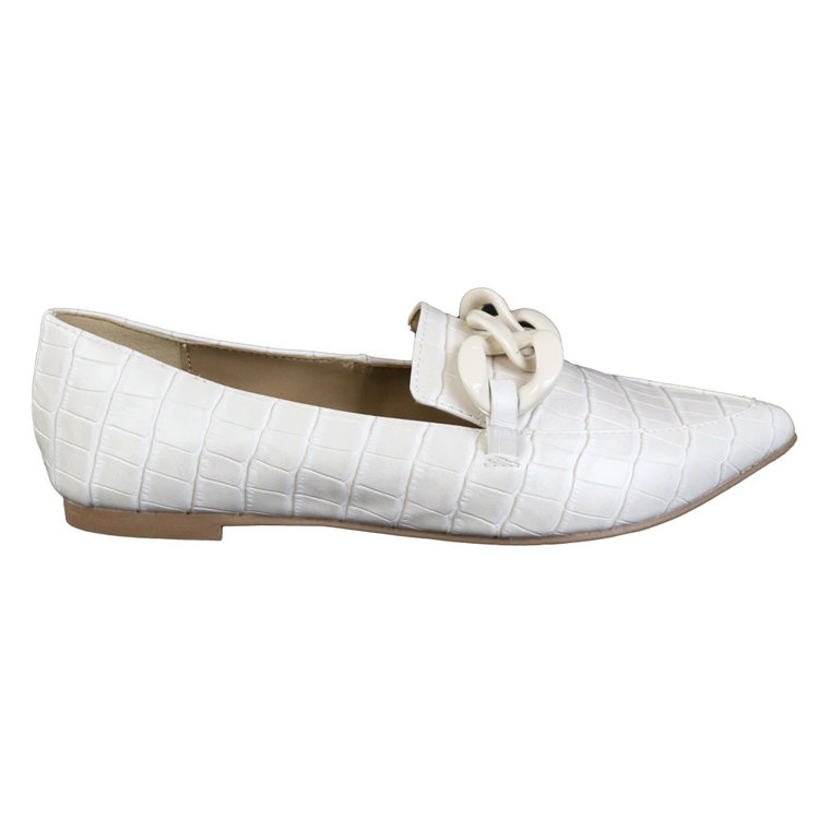 Białe Famed Bone Croco Loafers Steve Madden