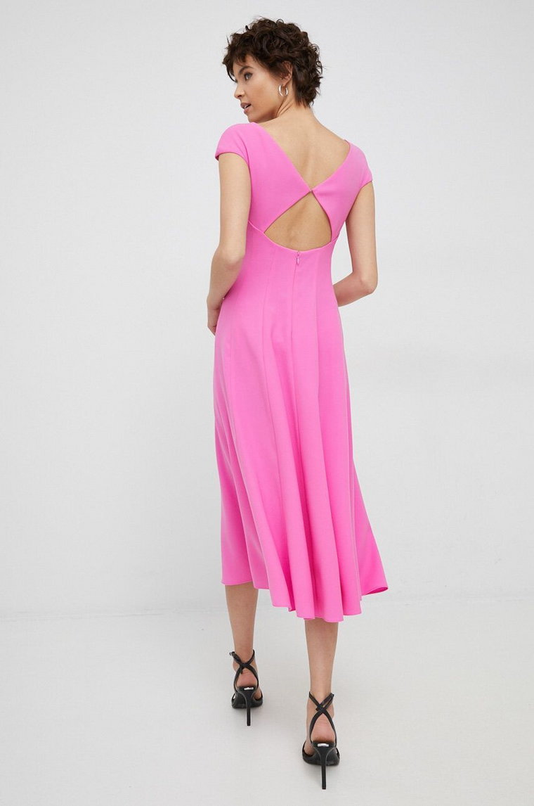 Emporio Armani sukienka kolor różowy midi rozkloszowana