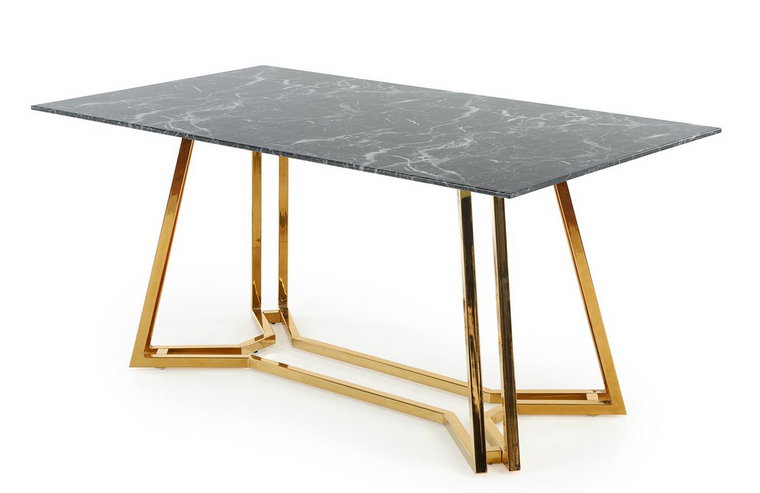 Szklany prostokątny stół glamour z marmurkowym blatem -  Wesper