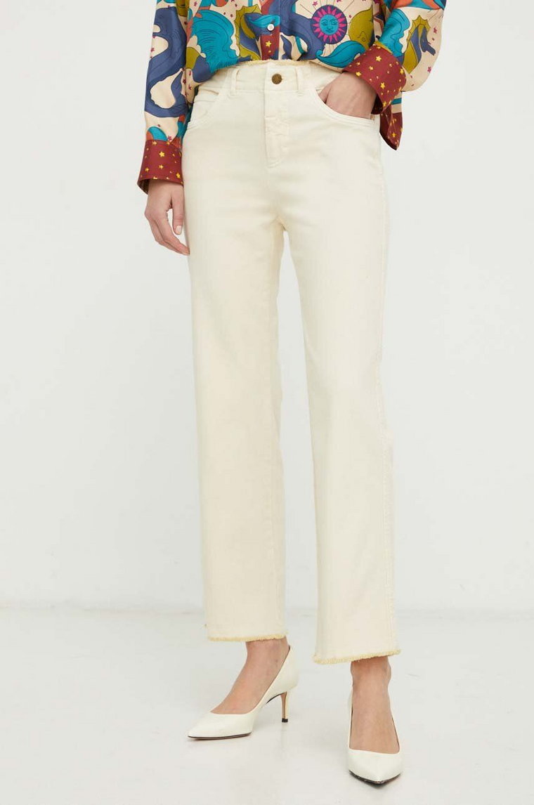 MAX&Co. spodnie damskie kolor beżowy proste high waist