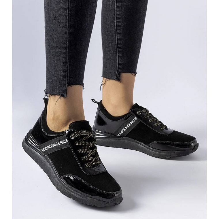 Czarne skórzane sneakersy Castelfidardo