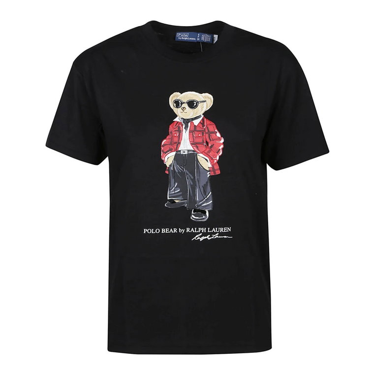 Czarna Koszulka Polo z Niedźwiedziem Ralph Lauren