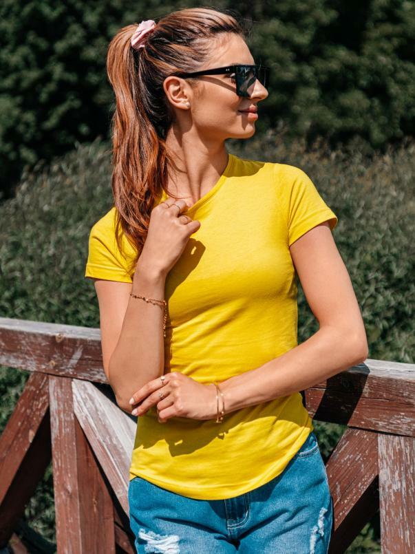 T-shirt damski basic SLR001 - żółty