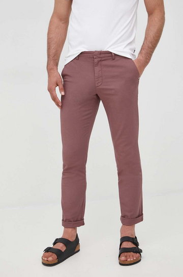 BOSS spodnie męskie kolor różowy dopasowane