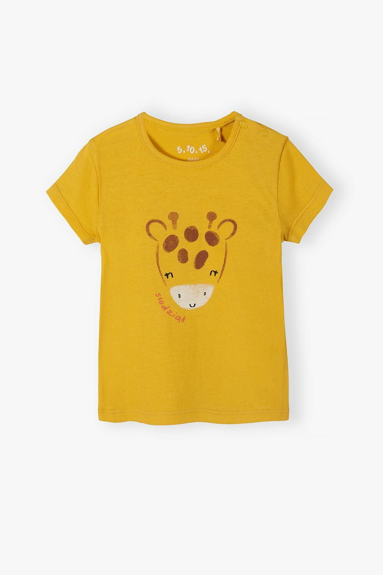 Bawełniany pomarańczowy t-shirt niemowlęcy z żyrafą