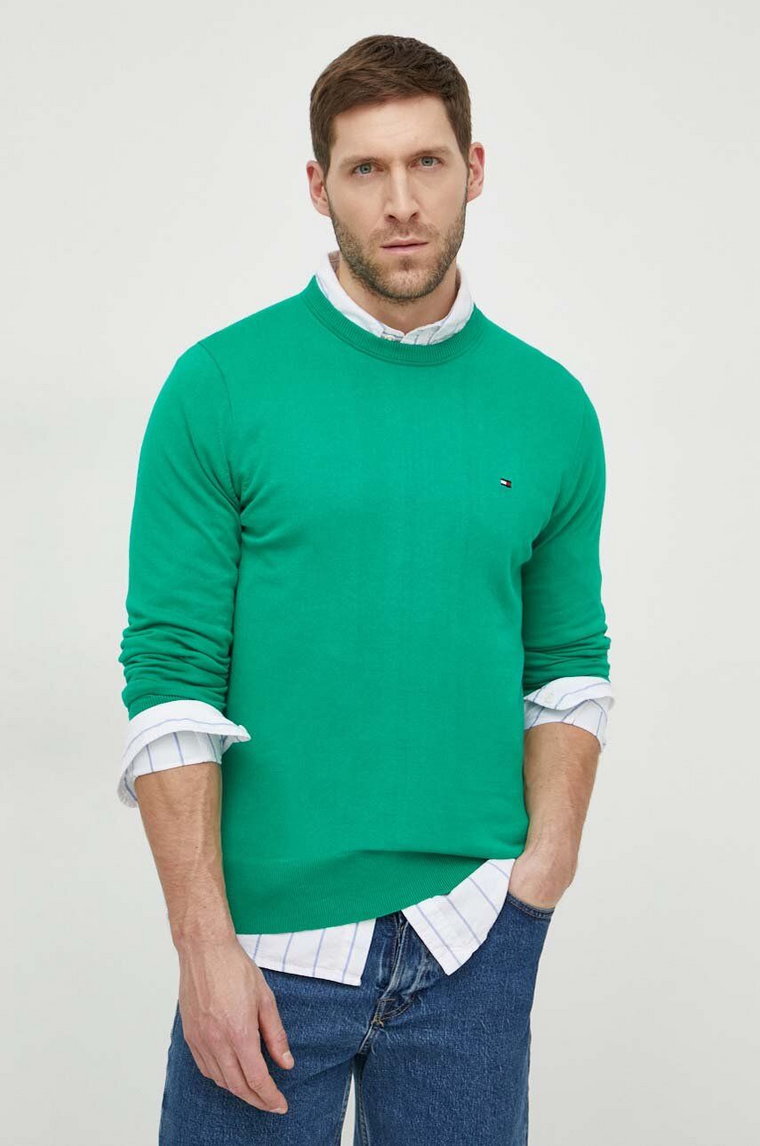 Tommy Hilfiger sweter męski kolor zielony lekki