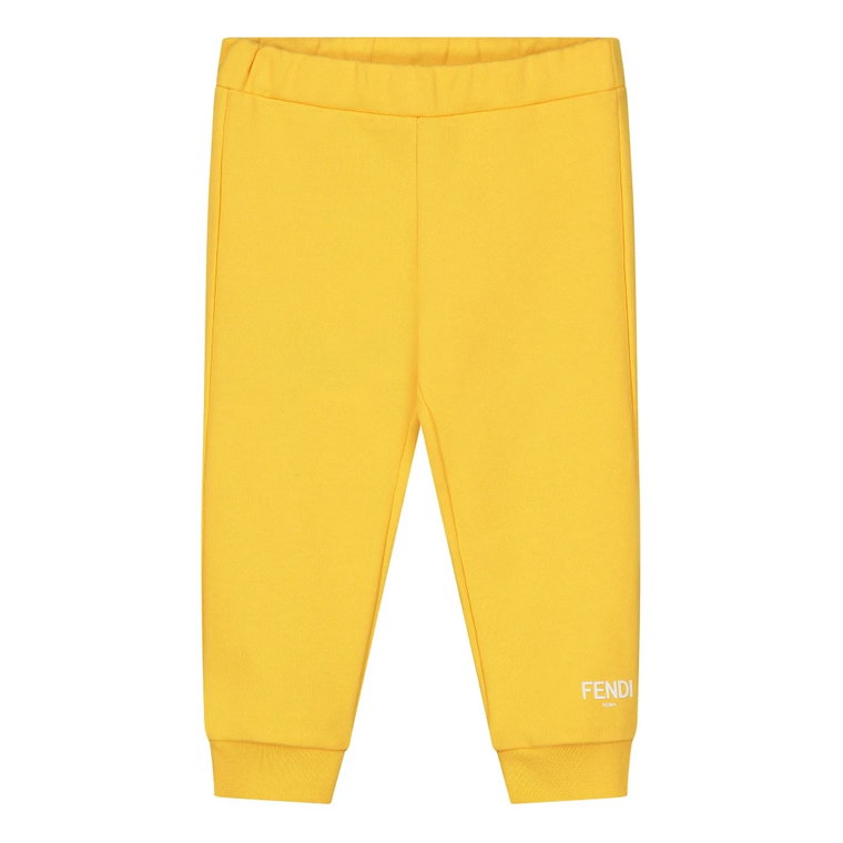 Żółte stylowe spodnie dresowe dla chłopców Fendi