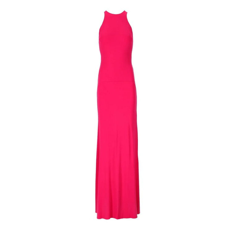 Fuchsia Halter Maxi Sukienka Elisabetta Franchi