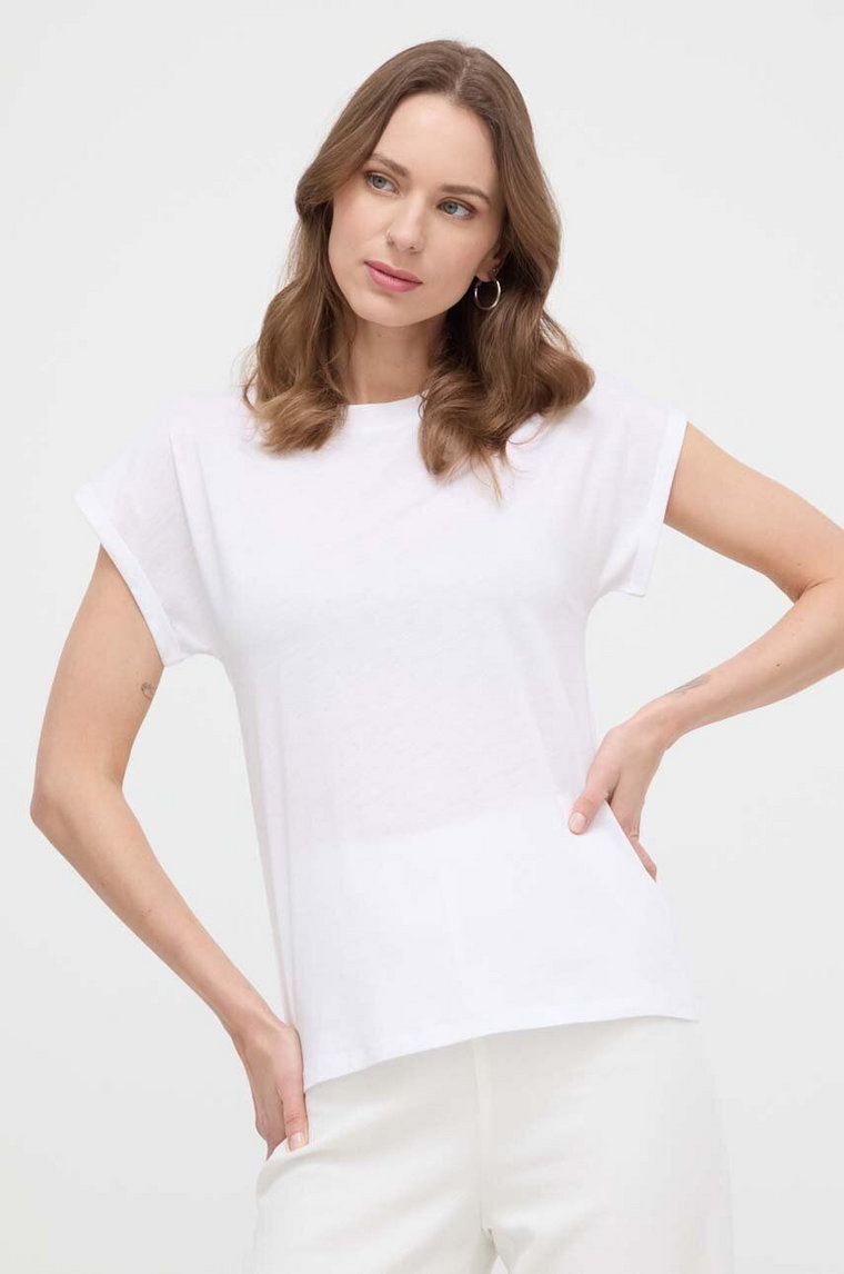 Marella t-shirt bawełniany damski kolor biały 2413941022200
