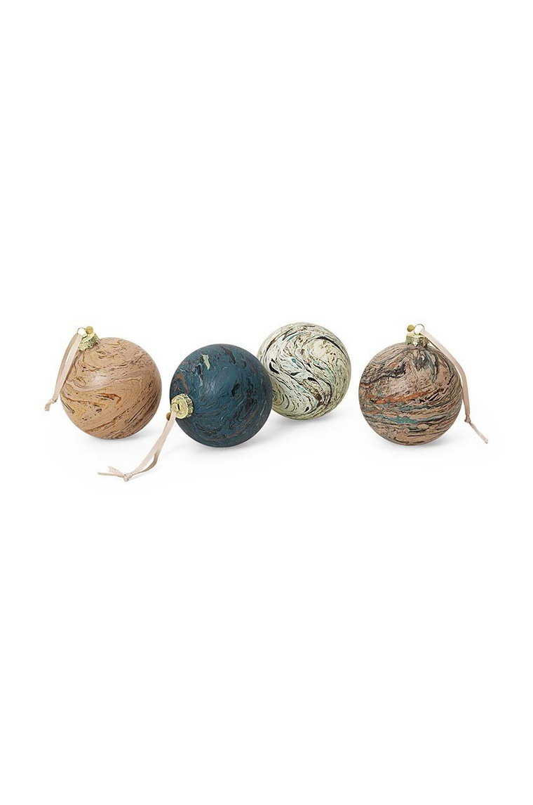 ferm LIVING zestaw bombek choinkowych Marble Baubles L 4-pack