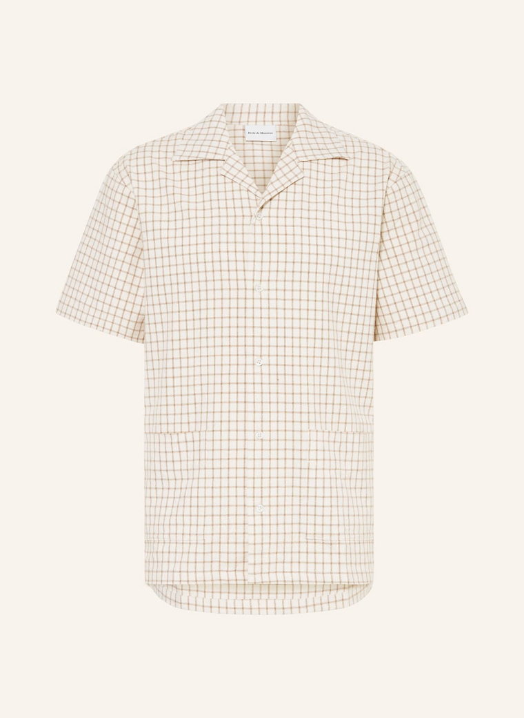 Drôle De Monsieur Koszula Z Krótkim Rękawem La Chemise Carreaux Comfort Fit Z Dodatkiem Jedwabiu beige