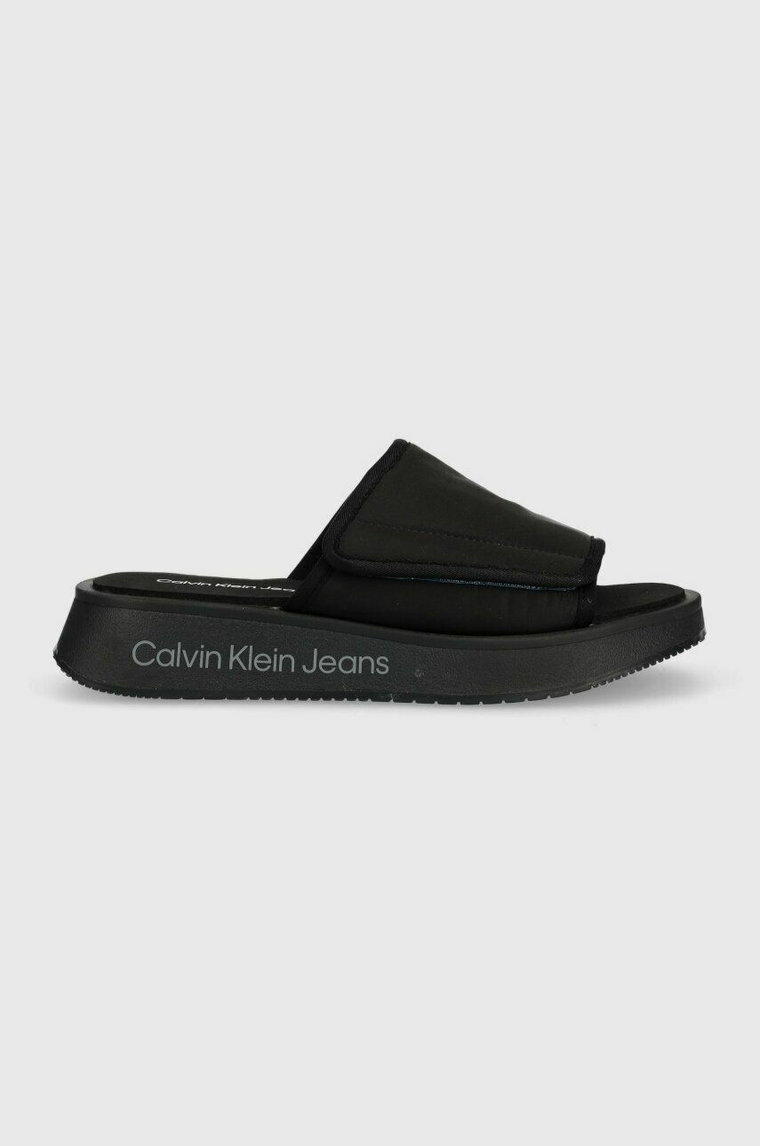 Calvin Klein Jeans klapki PREFRESATO SANDAL SOFTNY damskie kolor czarny na platformie YW0YW00968