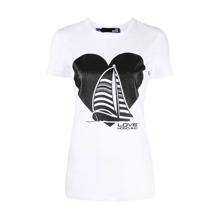 Biała koszulka z logo dla kobiet Love Moschino