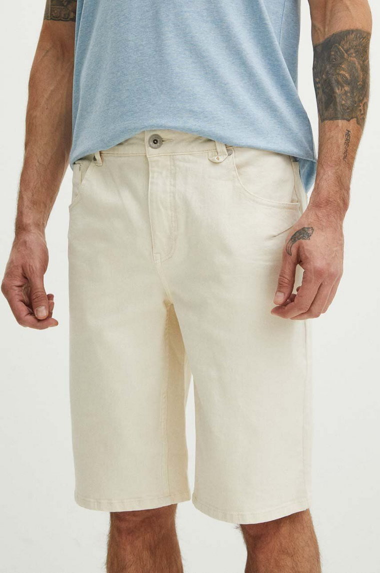 Medicine szorty jeansowe męskie kolor beżowy