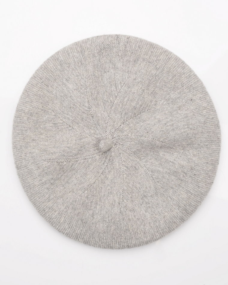 GŁADKI BERET Z WEŁNY 135-C2046 L-GREY