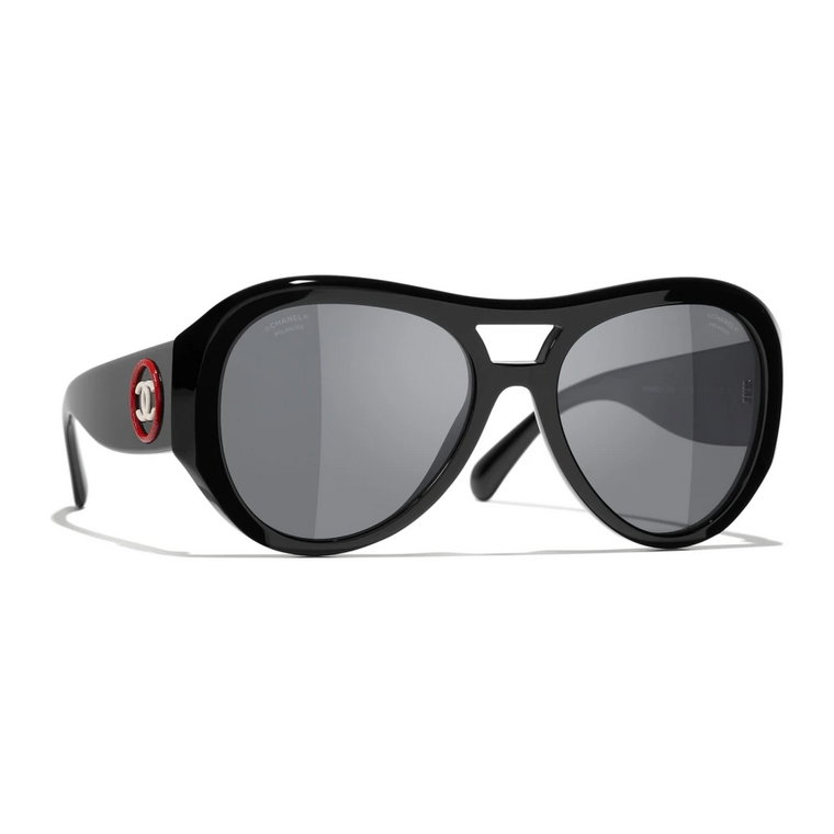 Czarne Okulary przeciwsłoneczne z Akcesoriami Chanel