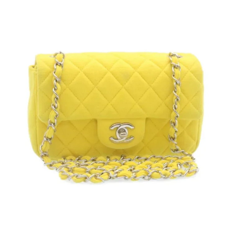 Żółta bawełniana torebka Chanel z klapką Chanel Vintage