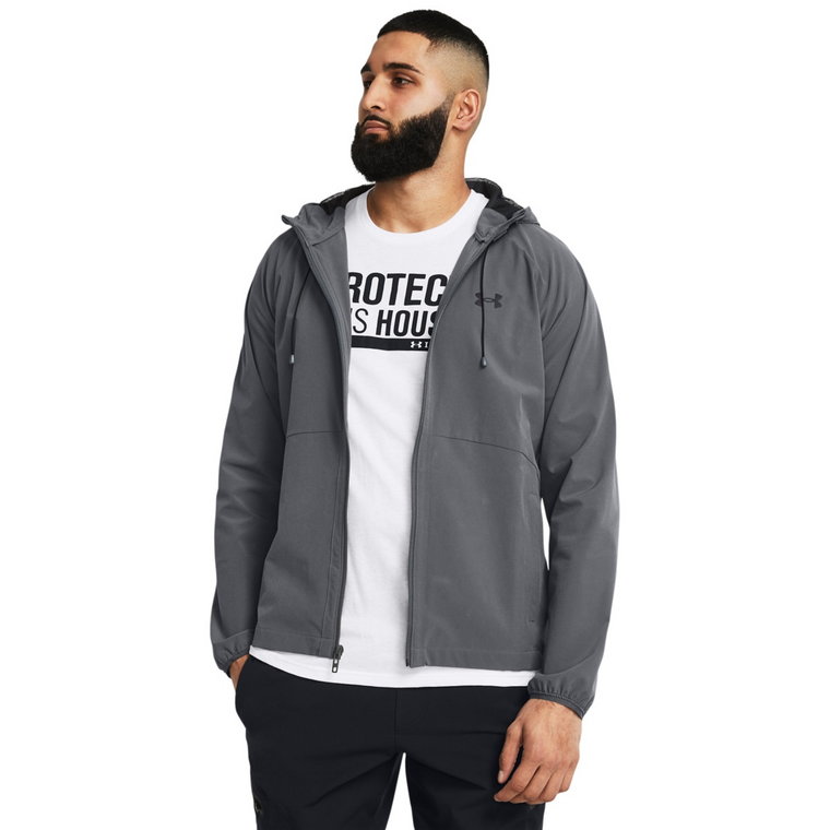 Męska kurtka treningowa Under Armour UA Stretch Woven Windbreaker - szara