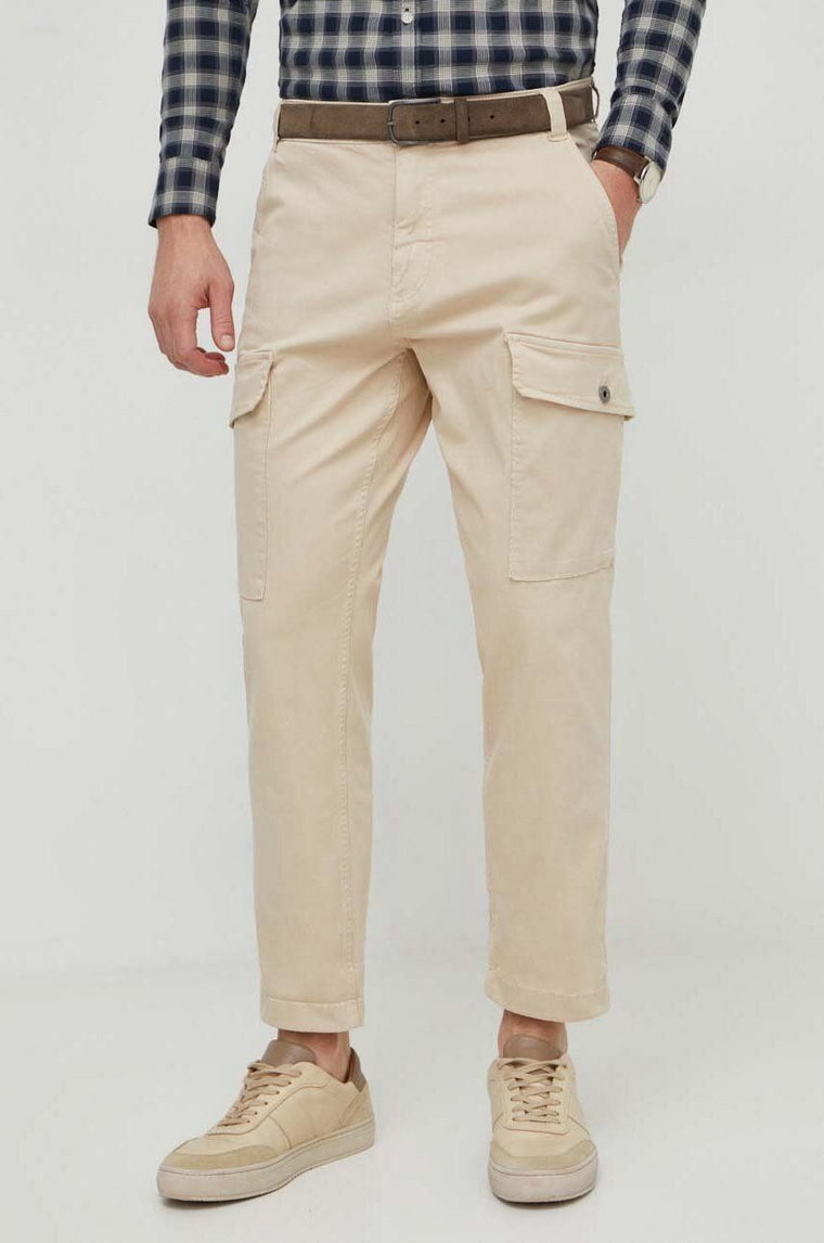 Pepe Jeans spodnie RELAXED MULTI POCKETS PANT męskie kolor beżowy w fasonie cargo PM211682