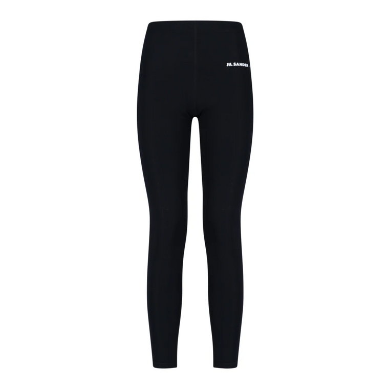 Czarne legginsy z elastycznego nylonu, Stylowy model Jil Sander