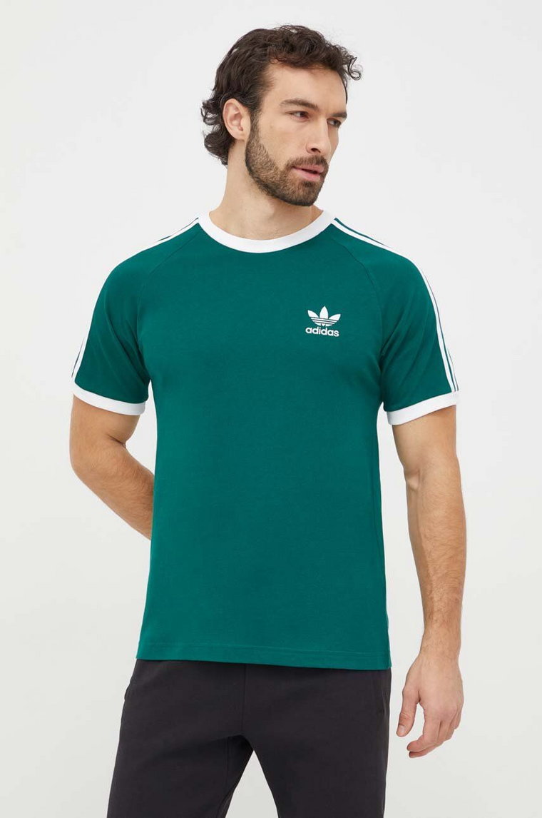 adidas Originals t-shirt bawełniany 3-Stripes Tee męski kolor zielony z aplikacją IM9387