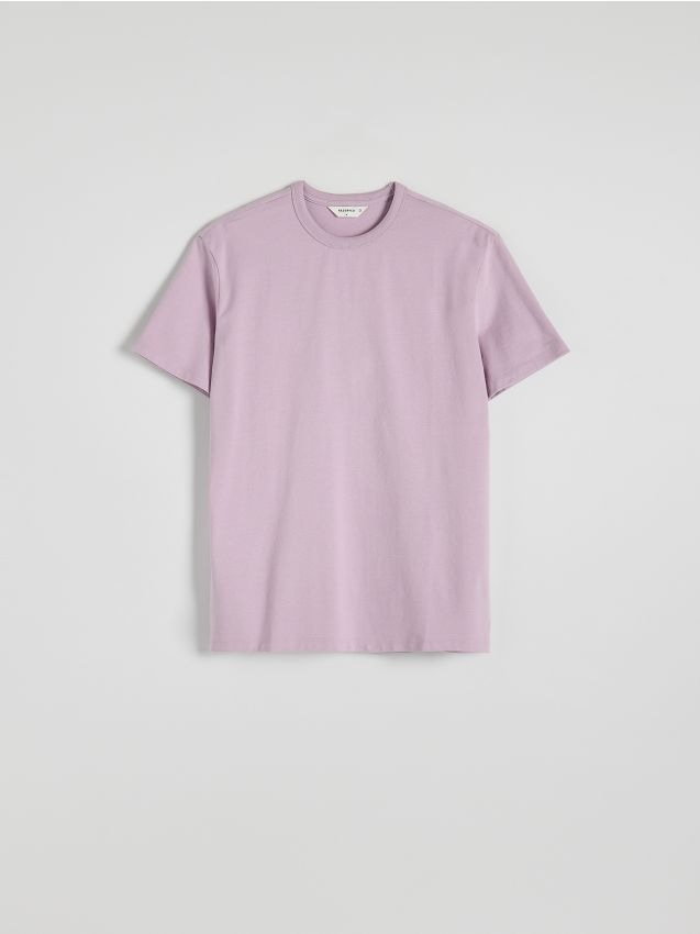 Reserved - Gładki t-shirt boxy - różowy