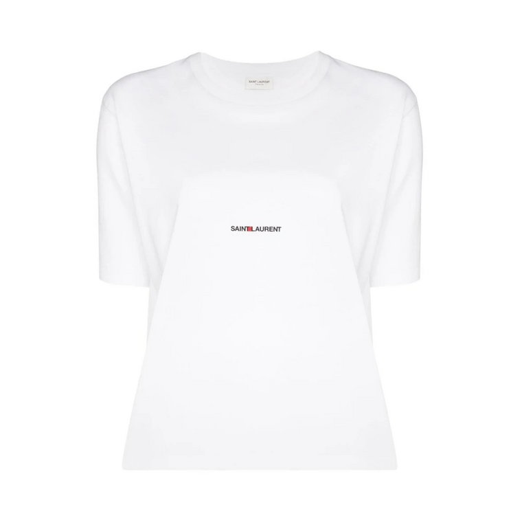 Biała Koszulka z Logo Box Fit Saint Laurent