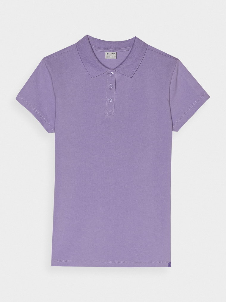 Koszulka polo regular dziewczęca - fioletowa