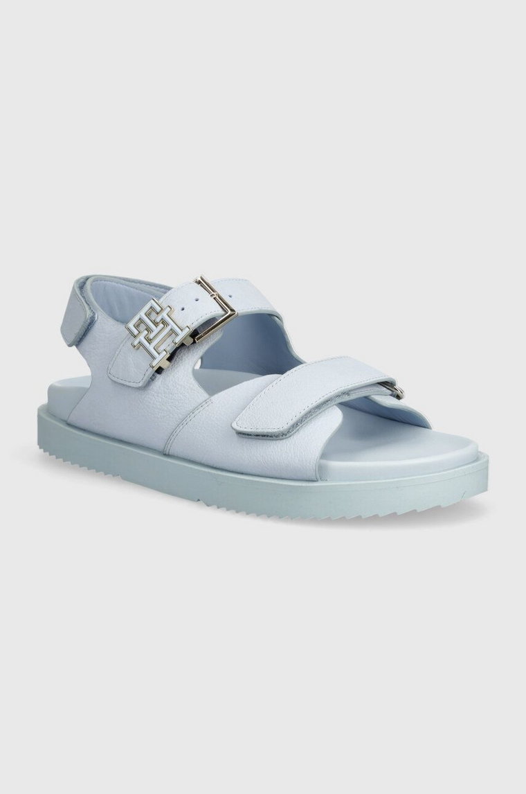 Tommy Hilfiger sandały nubukowe TH HARDWARE NUBUCK SPORTY SANDAL kolor niebieski FW0FW08038