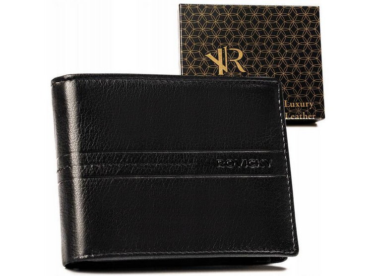 Duży, skórzany portfel męski z systemem RFID  Rovicky