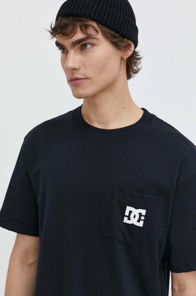 DC t-shirt bawełniany męski kolor czarny z nadrukiem ADYZT05377