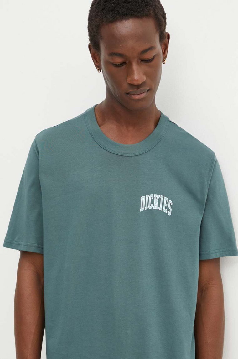 Dickies t-shirt bawełniany AITKIN CHEST TEE SS męski kolor niebieski z nadrukiem DK0A4Y8O