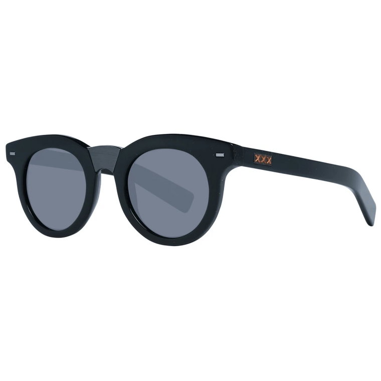 Czarne okrągłe okulary przeciwsłoneczne dla mężczyzn Ermenegildo Zegna