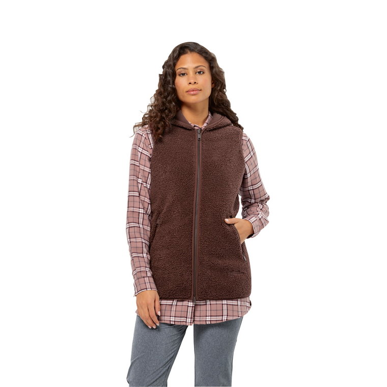 Damska kamizelka z kapturem Jack Wolfskin HIGH CURL LONG VEST W boysenberry - L