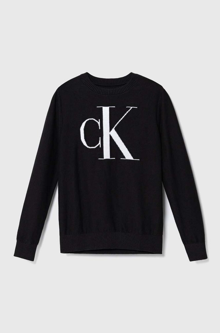 Calvin Klein Jeans sweter bawełniany dziecięcy kolor czarny lekki