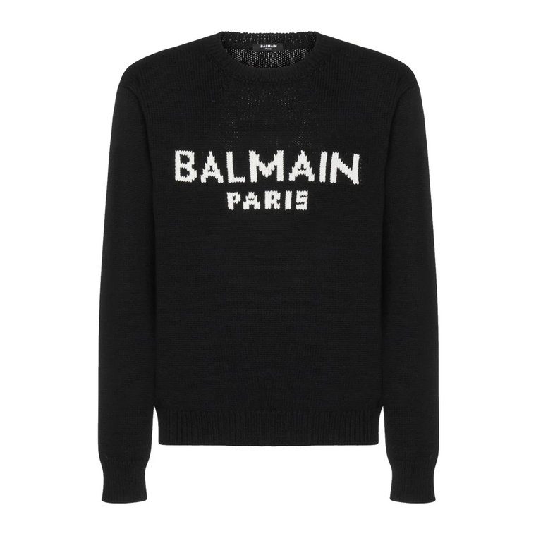 Wełniany Sweter z Logo dla Mężczyzn Balmain