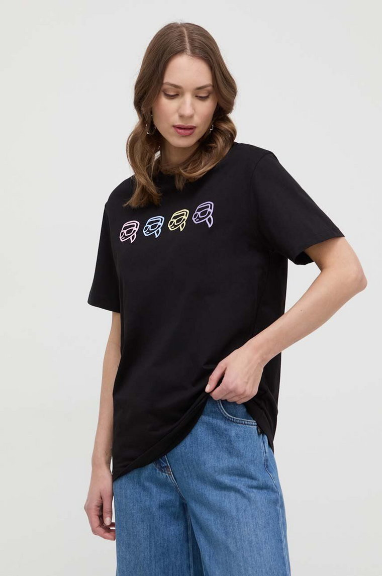 Karl Lagerfeld t-shirt bawełniany damski kolor czarny