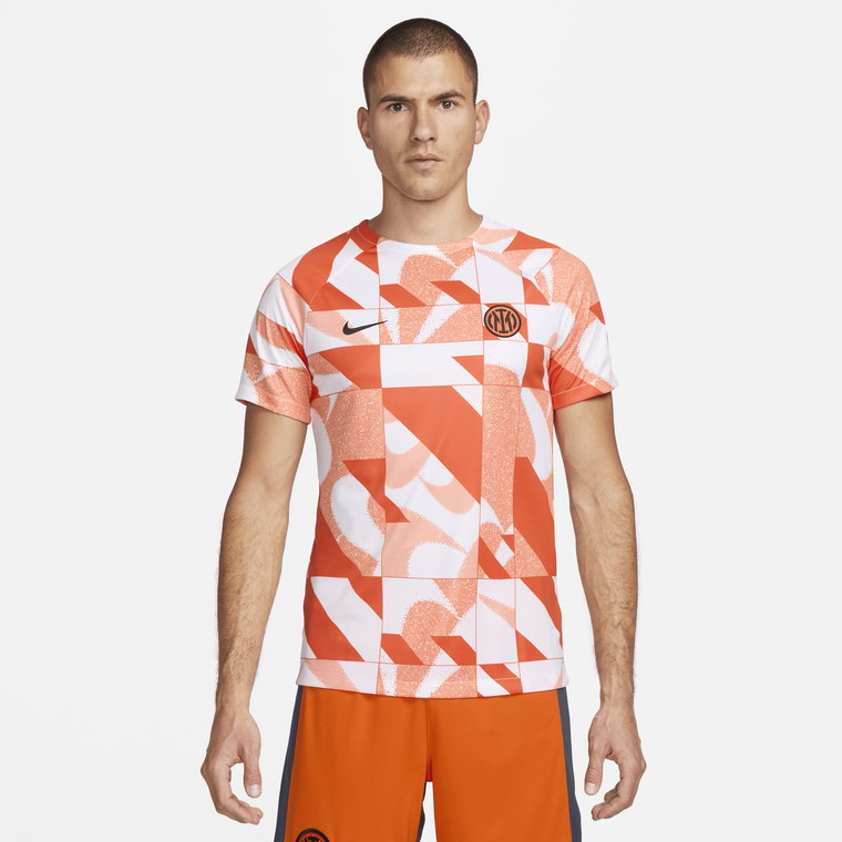 Męska przedmeczowa koszulka piłkarska z krótkim rękawem Nike Dri-FIT Inter Mediolan Academy Pro (wersja trzecia) - Biel