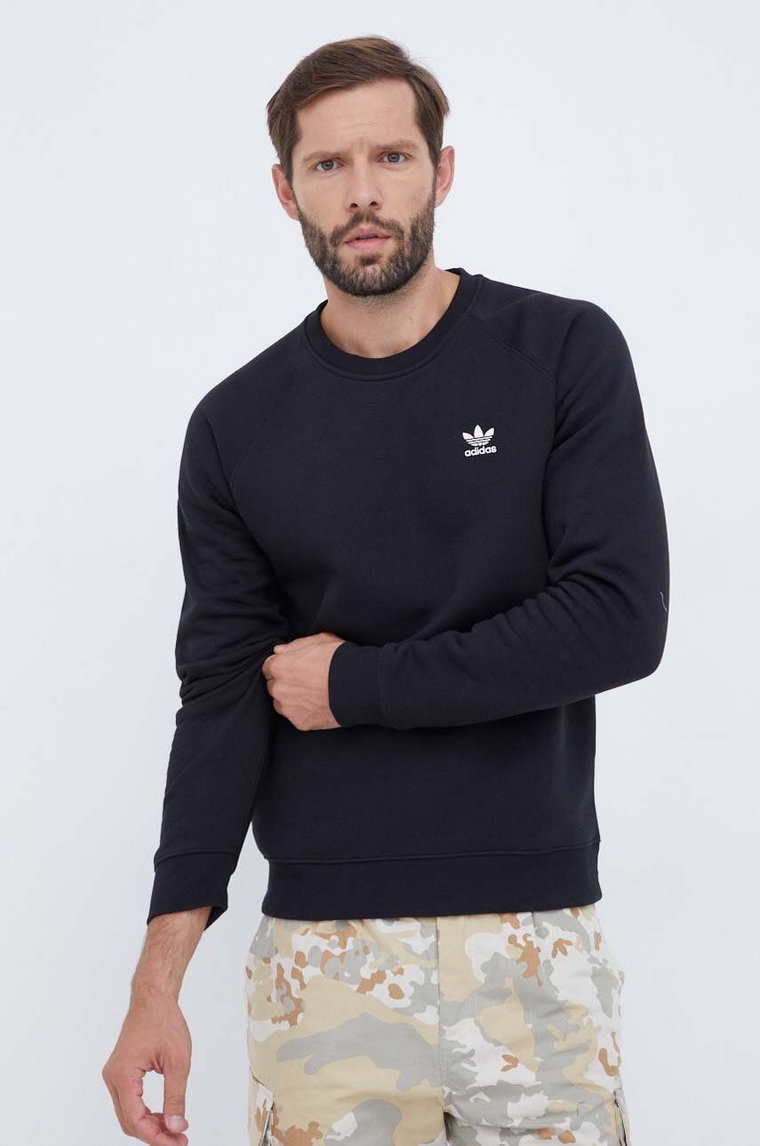 adidas Originals bluza Trefoil Essentials Crewneck męska kolor czarny z aplikacją  IM4532