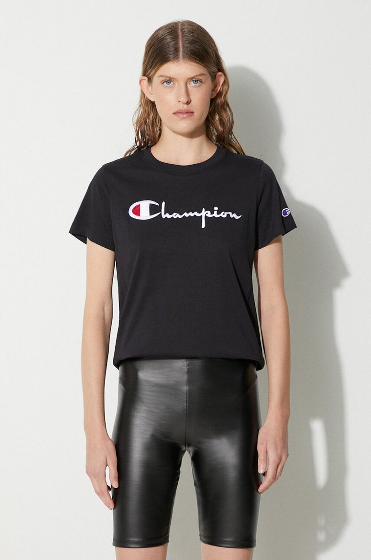 Champion t-shirt bawełniany kolor czarny 114128-PS103